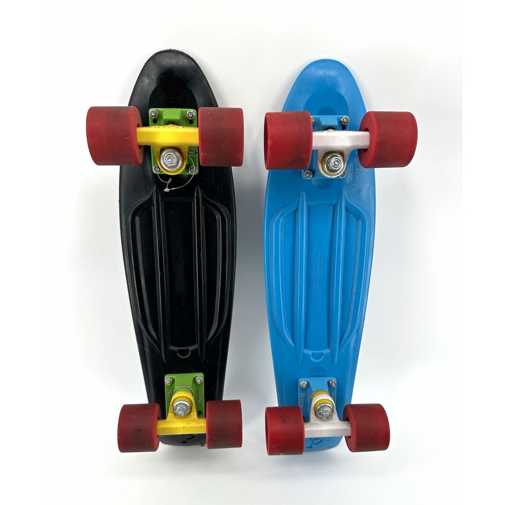 Penny Model Plastic Cruiser Skateboards Lot of 2 Black & Blue w/ Red Wheels